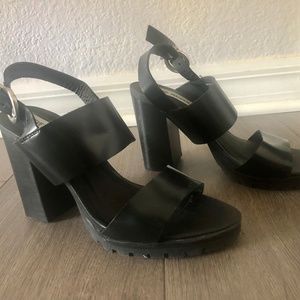 Steve Madden Women's Emil Black Ankle Strap Heeled Sandal